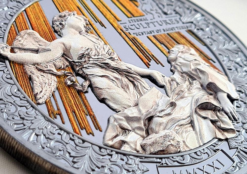 ECSTASY OF SAINT TERESA Eternal Sculptures Special Edition 5 Oz Silver Coin $20 Palau 2021 - PARTHAVA COIN