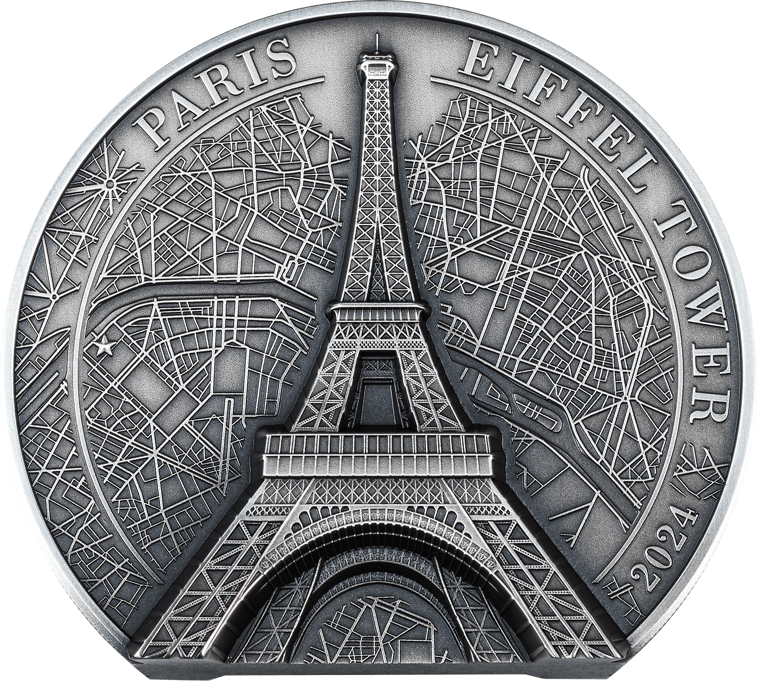 EIFFEL TOWER Historical Monuments 5 Oz Silver Coin $25 Cook Islands 2024 - PARTHAVA COIN