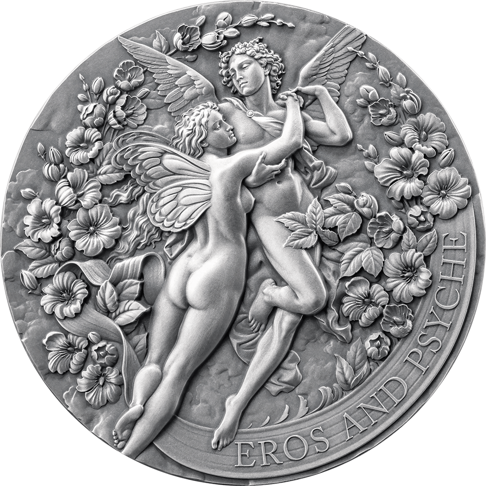 EROS AND PSYCHE Celestial Beauty 2 Oz Silver Coin 2000 Francs CFA Cameroon 2024 - PARTHAVA COIN