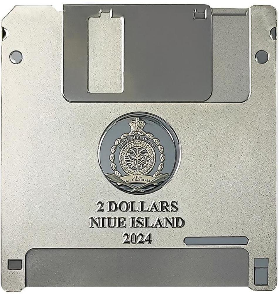 FLOPPY DISK TechStalgic 2 Oz Silver Coin $2 Niue 2024 - PARTHAVA COIN