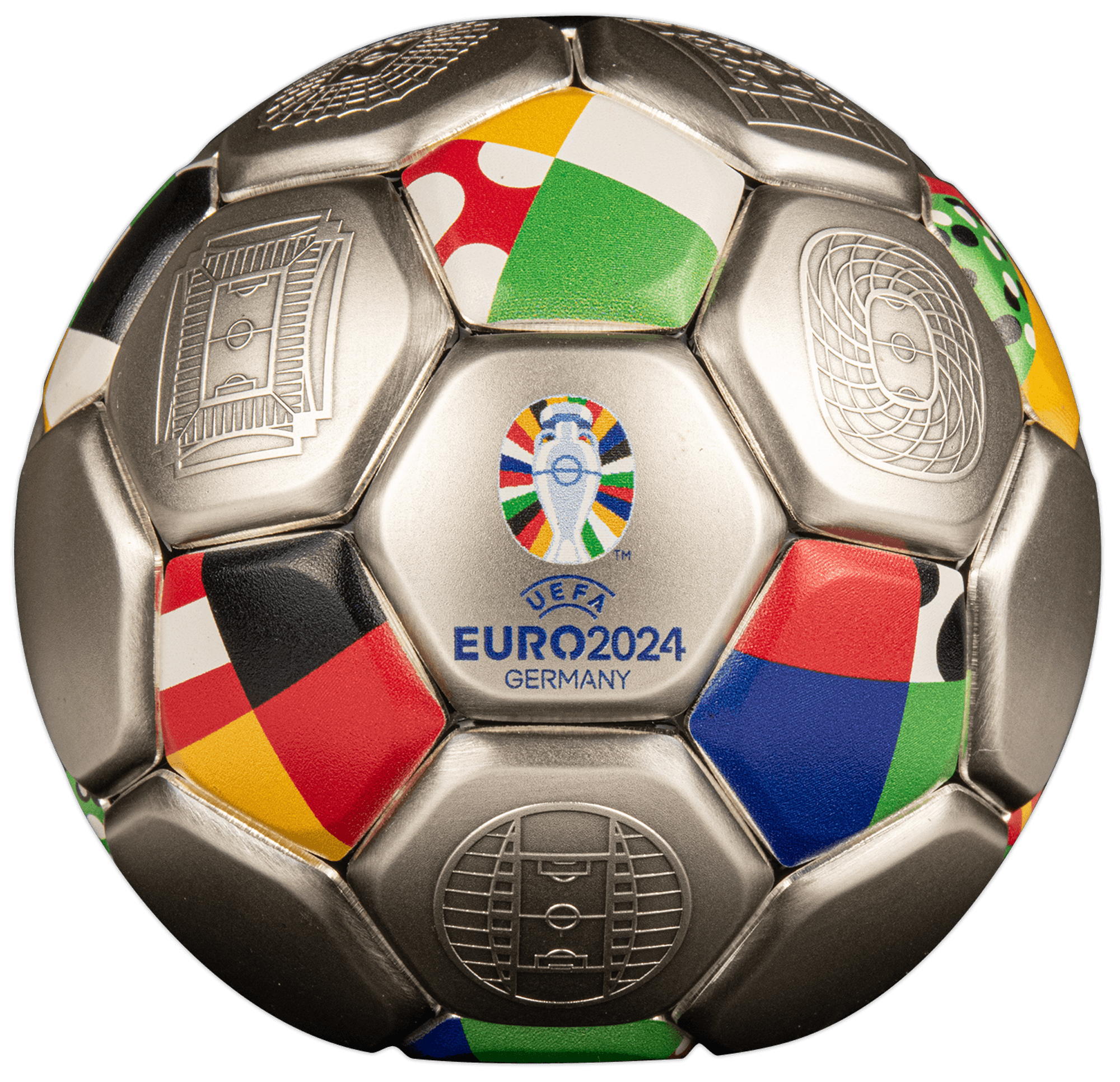 FOOTBALL UEFA EURO Spherical 3 Oz Silver Coin $10 Solomon Islands 2024 - PARTHAVA COIN