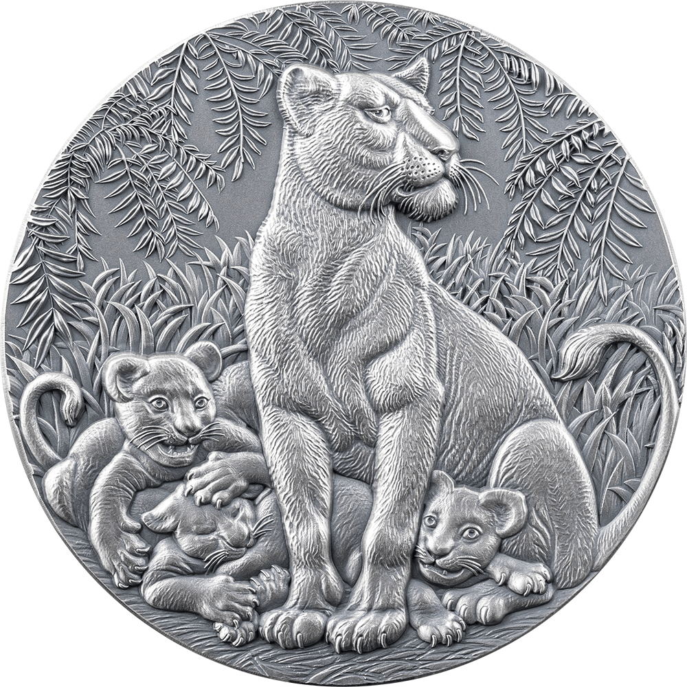 GRACE OF LIONESS Circle of Life 2 Oz Silver Coin 2000 Francs CFA Cameroon 2024 - PARTHAVA COIN