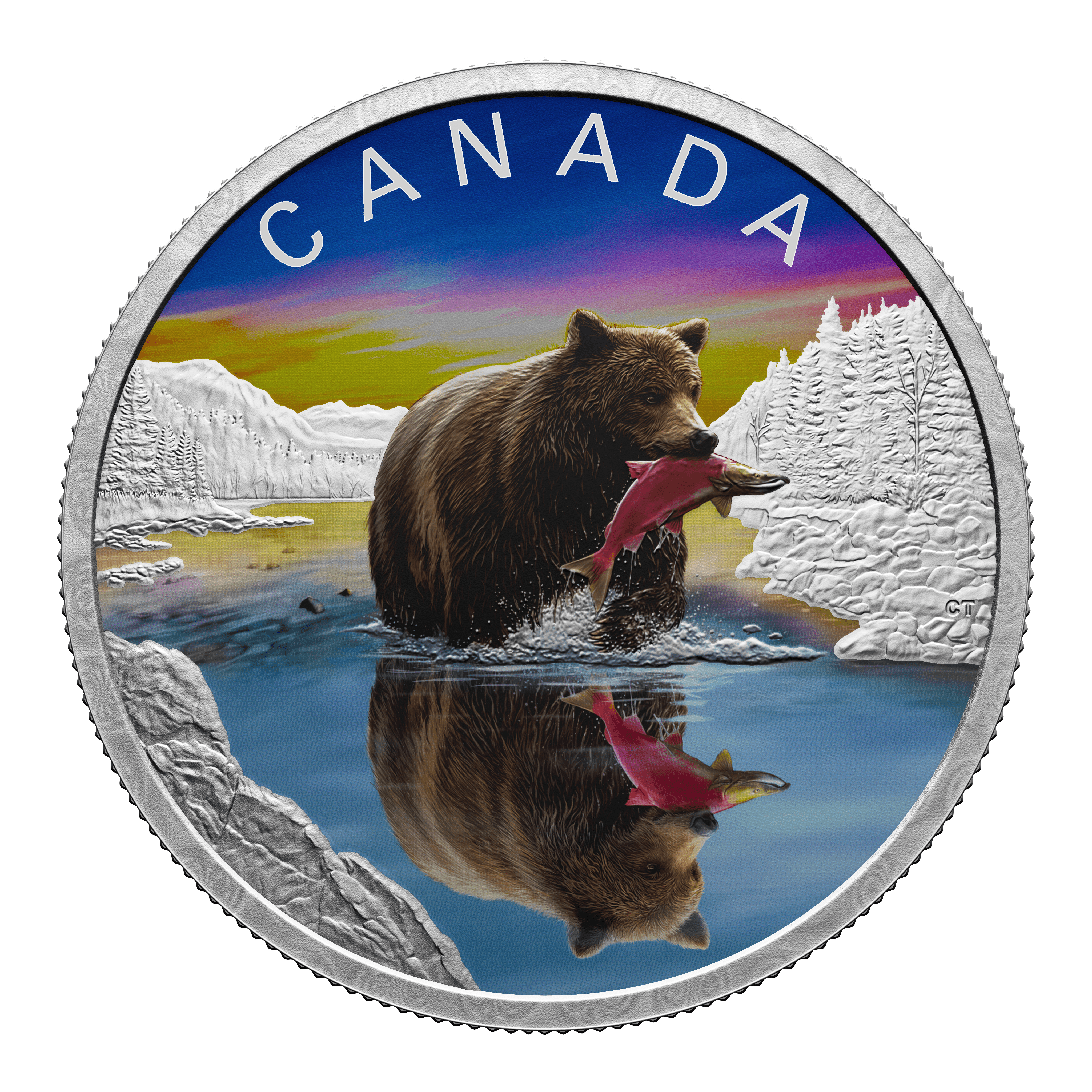 GRIZZLY BEAR Wildlife reflections 1 Oz Silver Coin $20 Canada - PARTHAVA COIN