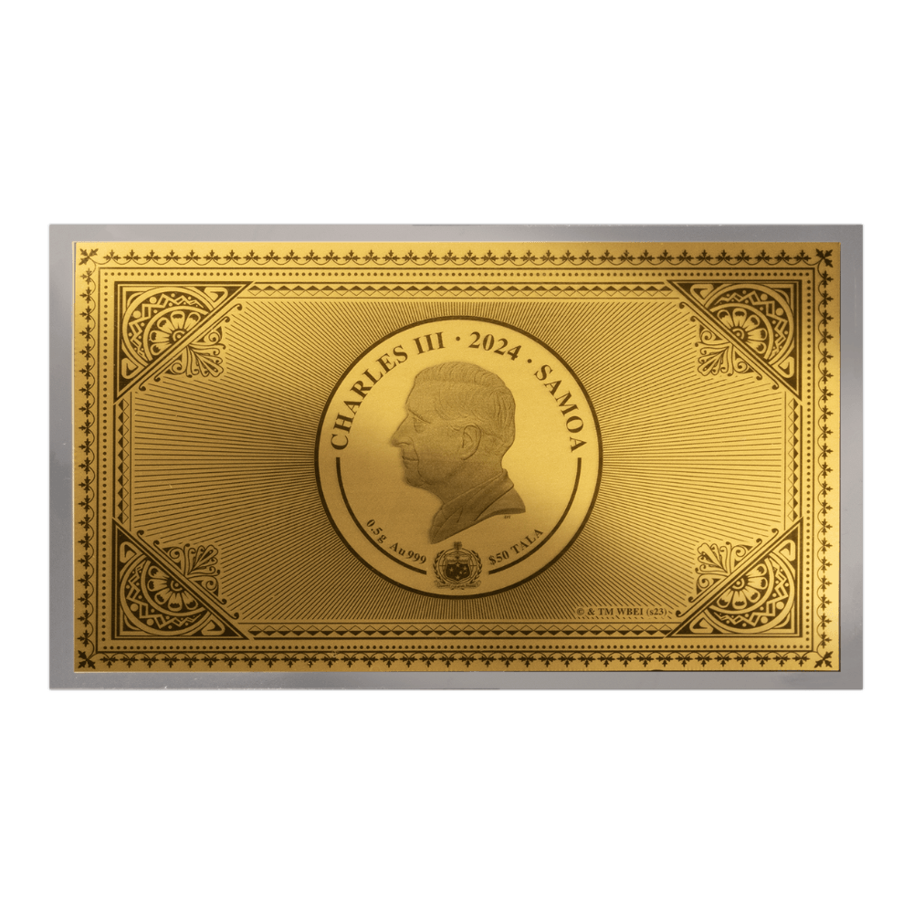 HOGWARTS EXPRESS TICKET 0.5g Gold note $50 Tala Samoa 2024 - PARTHAVA COIN