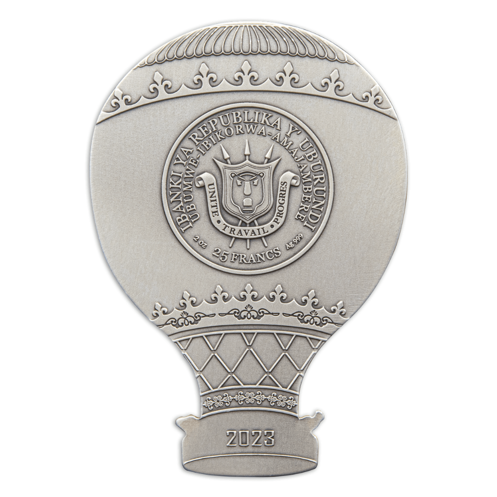 HOT AIR BALLOON 2 Oz Silver Coin 25 Francs Burundi 2023 - PARTHAVA COIN