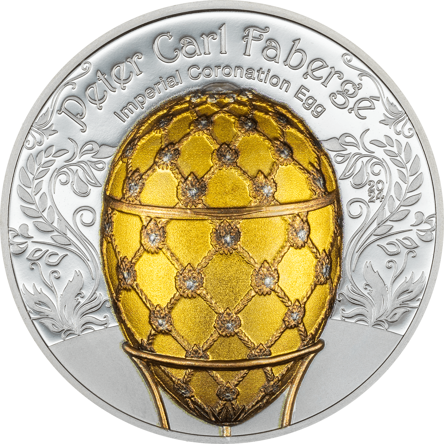 IMPERIAL CORONATION EGG 2 Oz Silver Coin 1000 Togrog Mongolia 2024 - PARTHAVA COIN