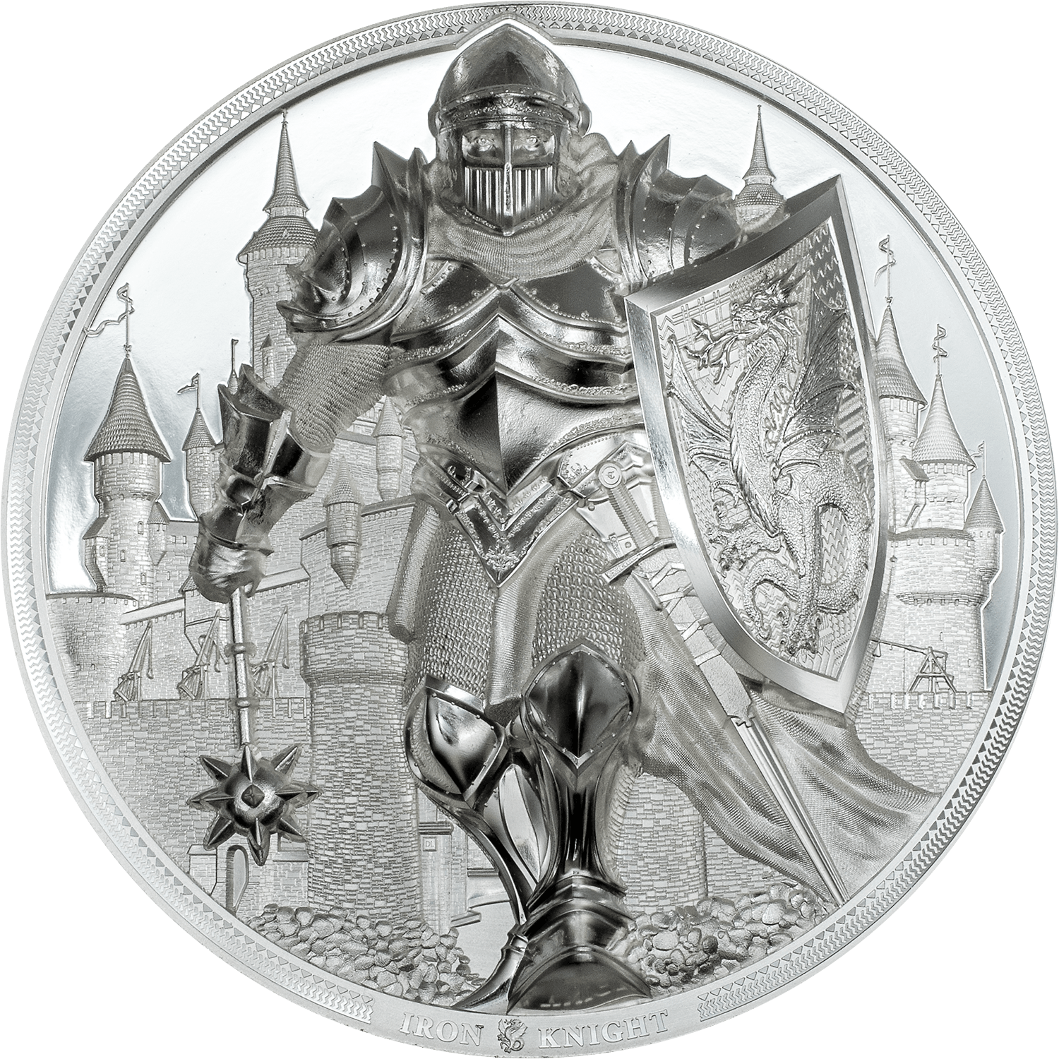 IRON KNIGHT 5 Oz Silver Coin $25 Cook Islands 2024 - PARTHAVA COIN