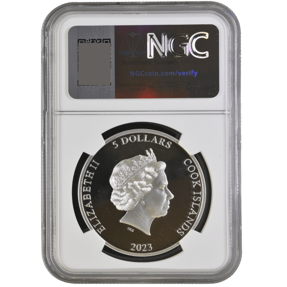 Iron Maiden-EDDIE THE TROOPER 1 Oz Silver Coin $5 Cook Islands 2023- NGC Graded PF 69 Ultra Cameo - PARTHAVA COIN