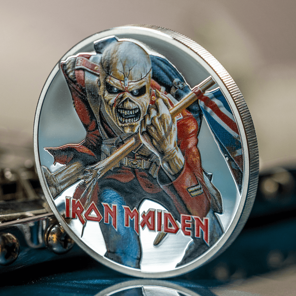 Iron Maiden-EDDIE THE TROOPER 1 Oz Silver Coin $5 Cook Islands 2023- NGC Graded PF 69 Ultra Cameo - PARTHAVA COIN