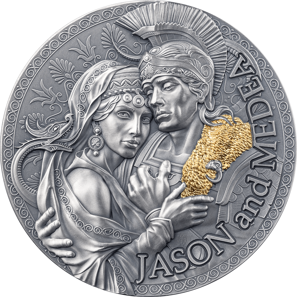 JASON AND MEDEA Great Greek Mythology 2 Oz Silver Coin 2000 Francs Cameroon 2024 - PARTHAVA COIN