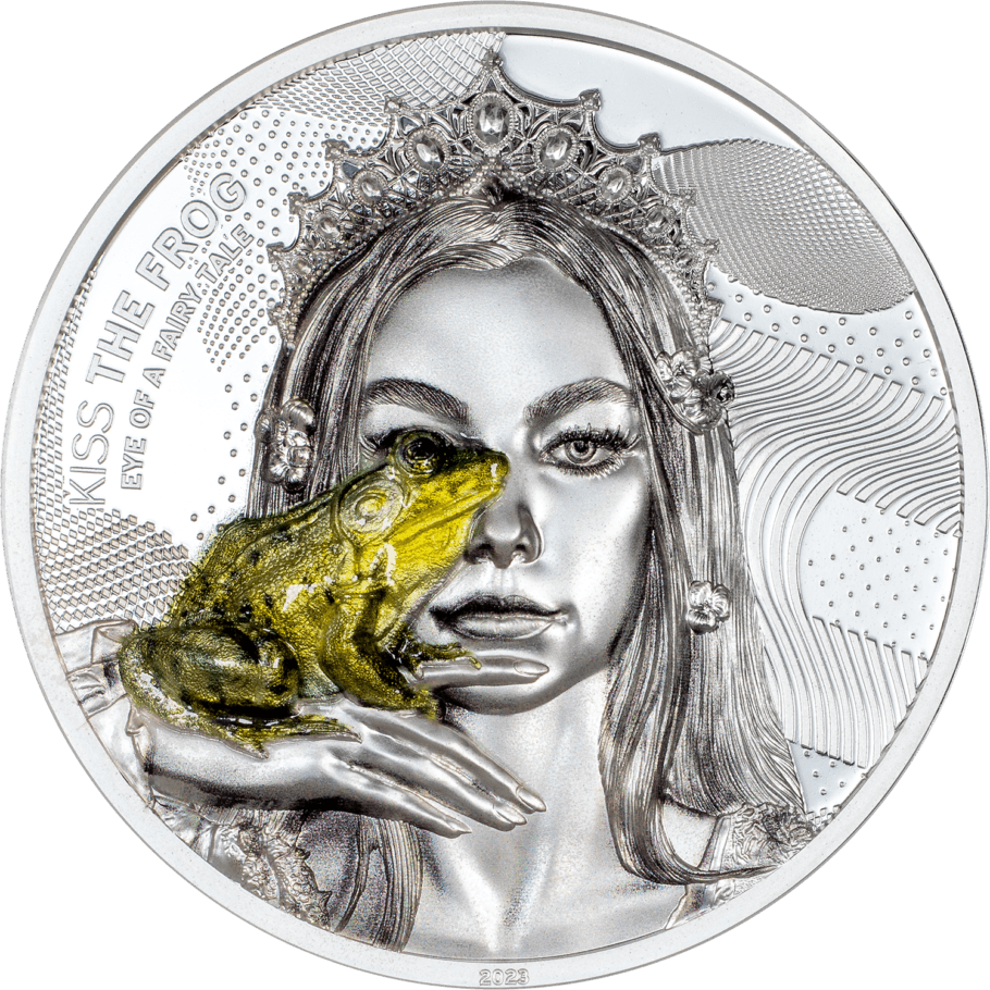 KISS THE FROG Eye of a Fairytale 2 Oz Silver Coin $10 Cook Islands 2023 - PARTHAVA COIN