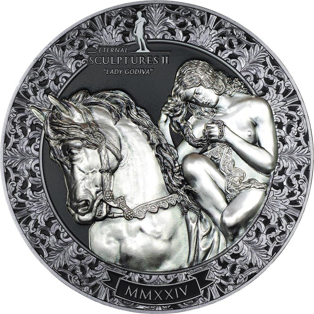 LADY GODIVA Eternal Sculptures II 3 Oz Silver Coin $20 Palau 2024 - PARTHAVA COIN