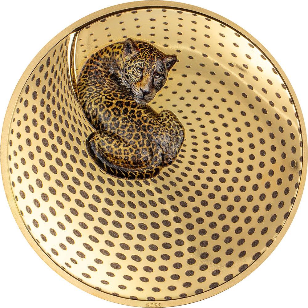 LEOPARD Camouflage of Nature Gilded 5 Oz Silver Coin $20 Palau 2024 - PARTHAVA COIN