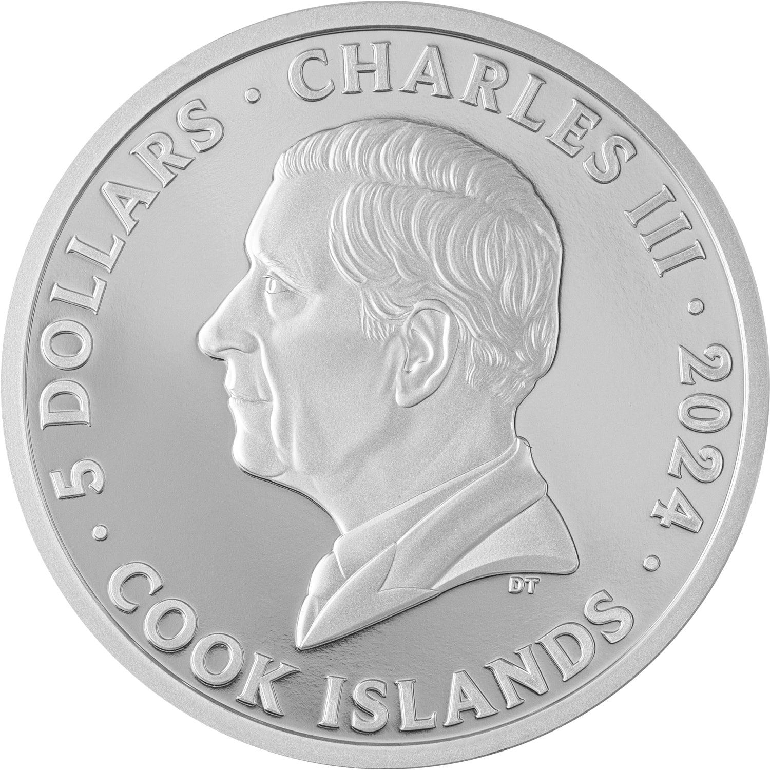 LION MONUMENT Lion of Lucerne 1 Oz Silver Coin $5 Cook Islands 2024 - PARTHAVA COIN