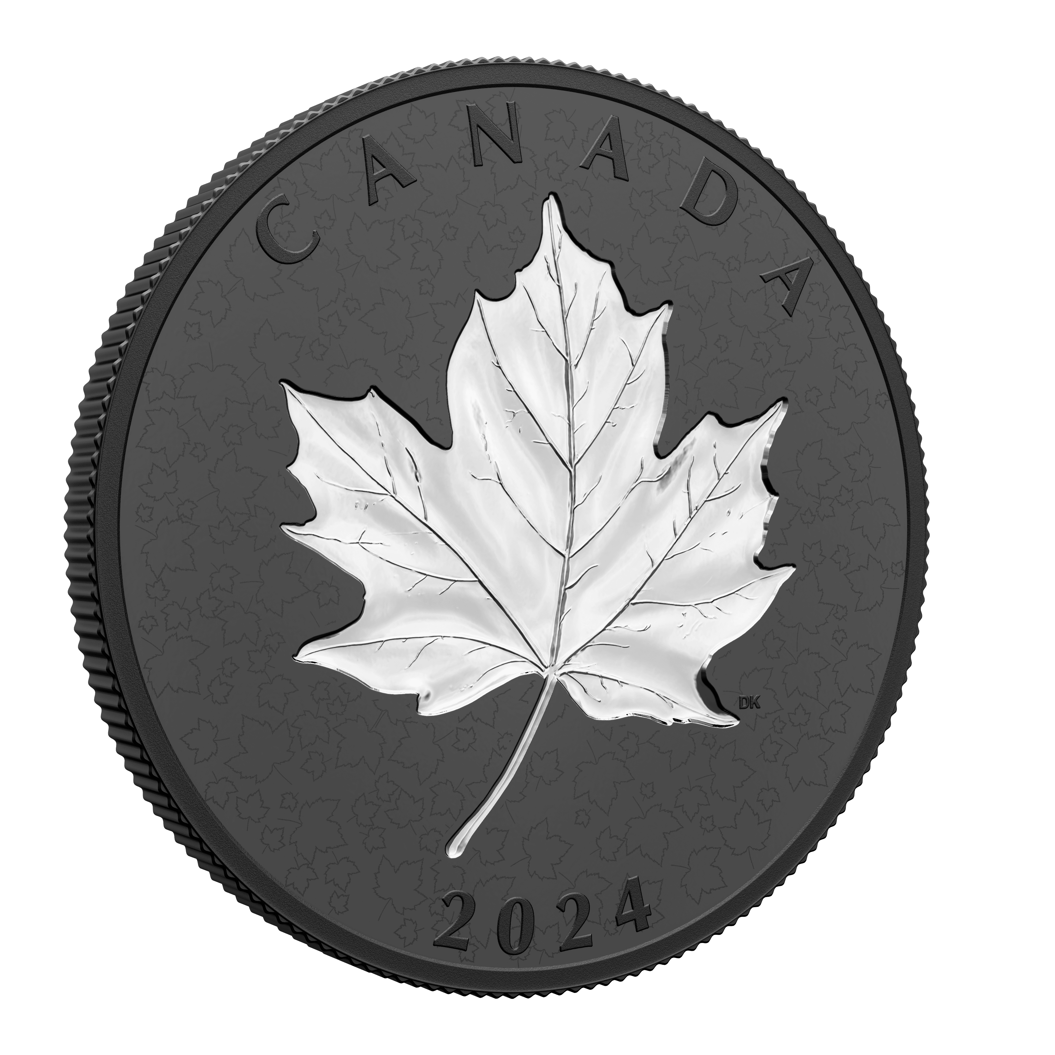 MAPLE LEAF Black Rhodium Plating 5 Oz Silver Coin $50 Canada 2024 - PARTHAVA COIN