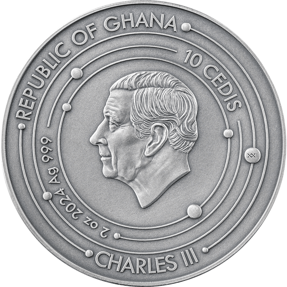 MARS Solar System 2 Oz Silver Coin 10 Cedis Ghana 2024 - PARTHAVA COIN