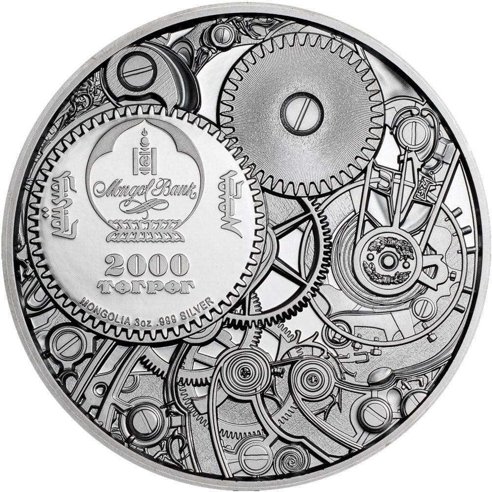 MECHANICAL BEE Clockwork Evolution 3 Oz Silver Coin 2000 Togrog Mongolia 2020 - PARTHAVA COIN