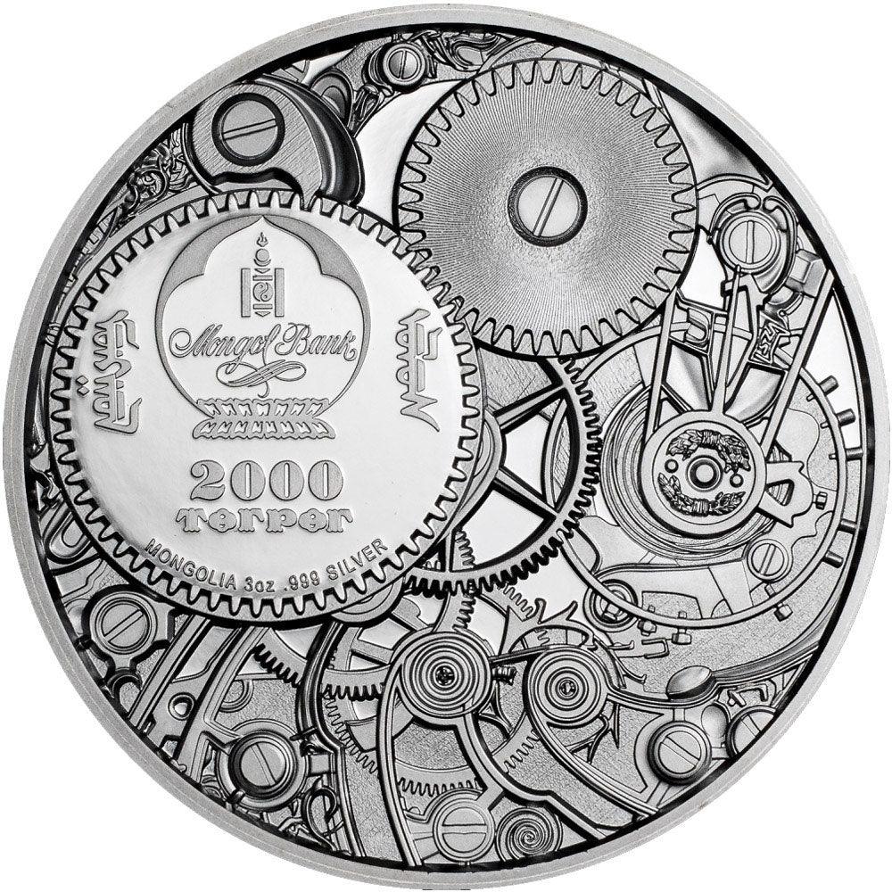 MECHANICAL TURTLE Clockwork Evolution 3 Oz Silver Coin 2000 Togrog Mongolia 2022 - PARTHAVA COIN