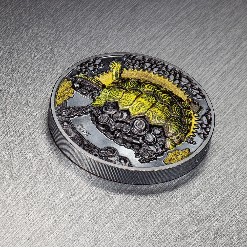 MECHANICAL TURTLE Clockwork Evolution 3 Oz Silver Coin 2000 Togrog Mongolia 2022 - PARTHAVA COIN