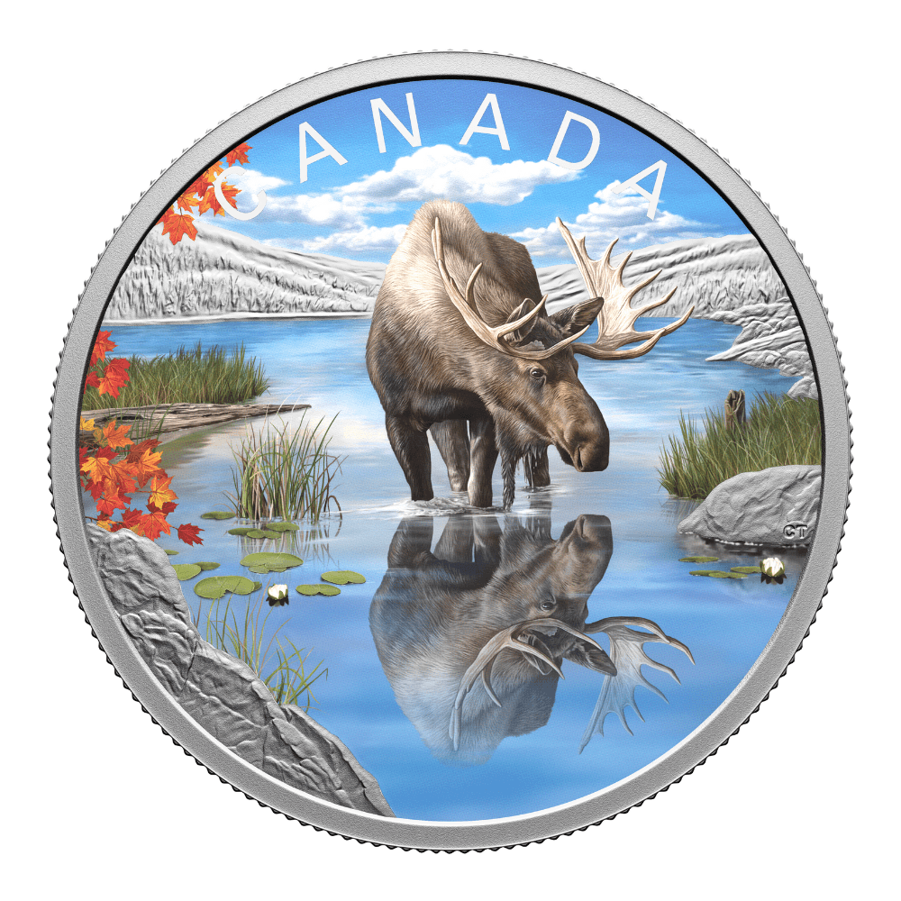 MOOSE Wildlife reflections 1 Oz Silver Coin $20 Canada - PARTHAVA COIN