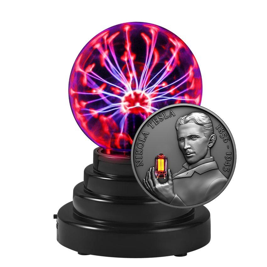 NIKOLA TESLA Bulb Inlay 80th Anniversary 2 Oz Silver Coin 2000 Francs Cameroun 2023 - PARTHAVA COIN