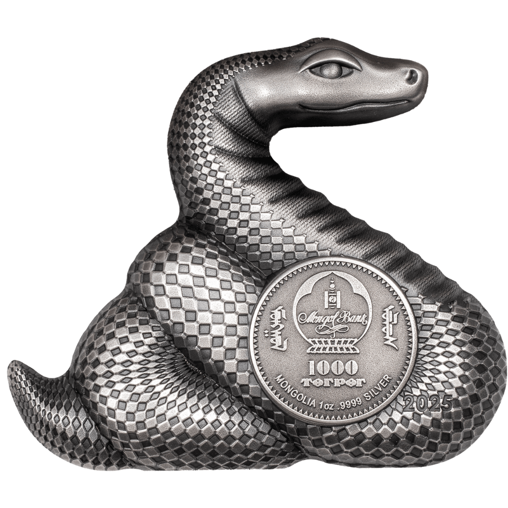 NIMBLE SILVER SNAKE Lunar Collection 1 Oz Silver Coin 1000 Togrog Mongolia 2024 - PARTHAVA COIN