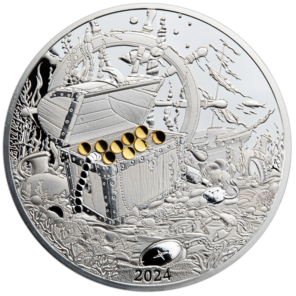 OCEAN'S LOST TREASURE 2 Oz Silver Coin $5 Barbados 2024 - PARTHAVA COIN