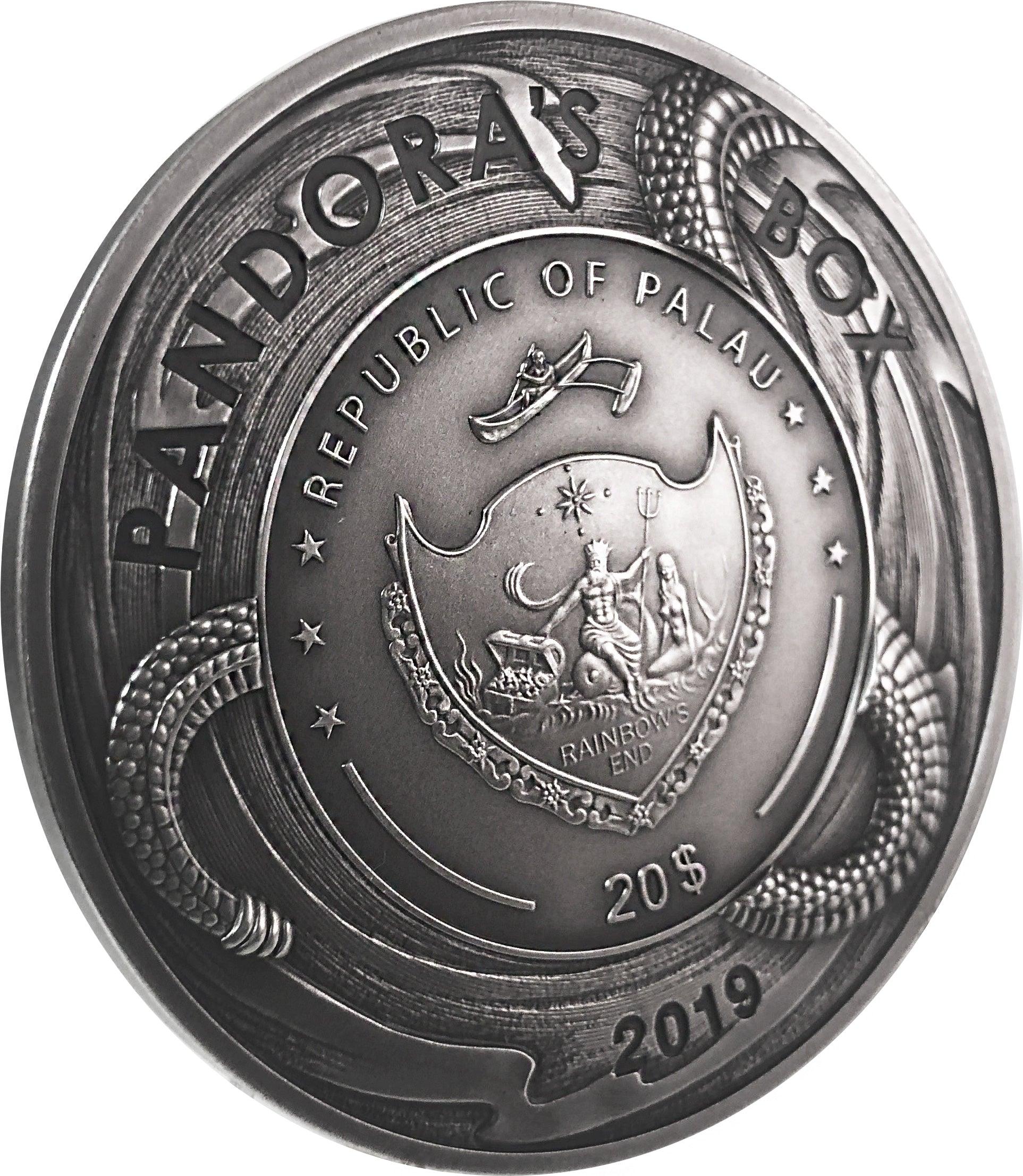 PANDORA BOX Evil Within EHR Epic High Relief 3 Oz Silver Coin $20 Palau 2019 - PARTHAVA COIN