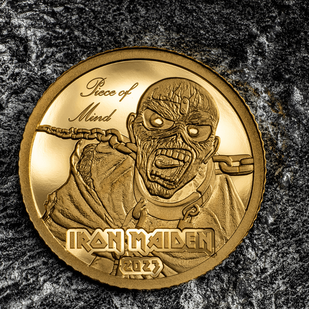 PIECE OF MIND Iron Maiden Gold Coin $5 Cook Islands 2023 - PARTHAVA COIN