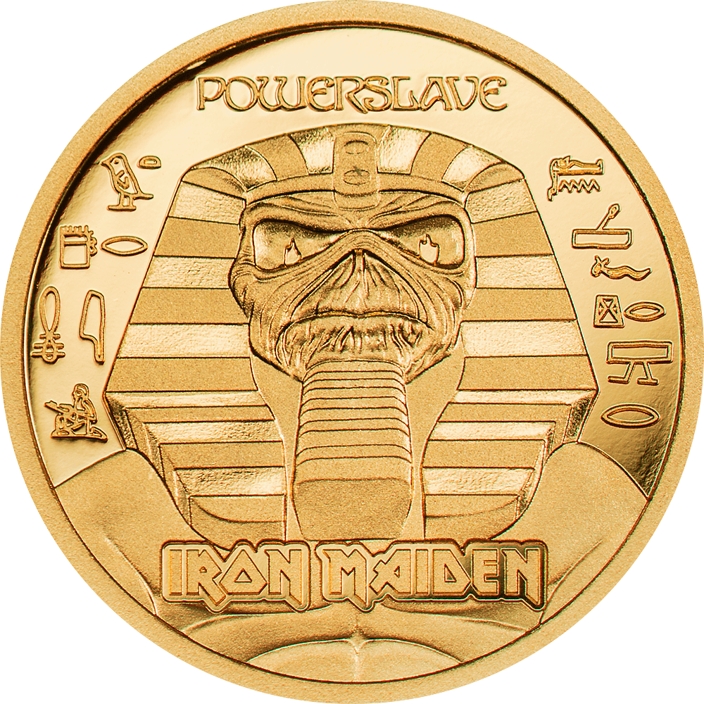 POWERSLAVE Iron Maiden Gold Coin $5 Cook Islands 2024 - PARTHAVA COIN