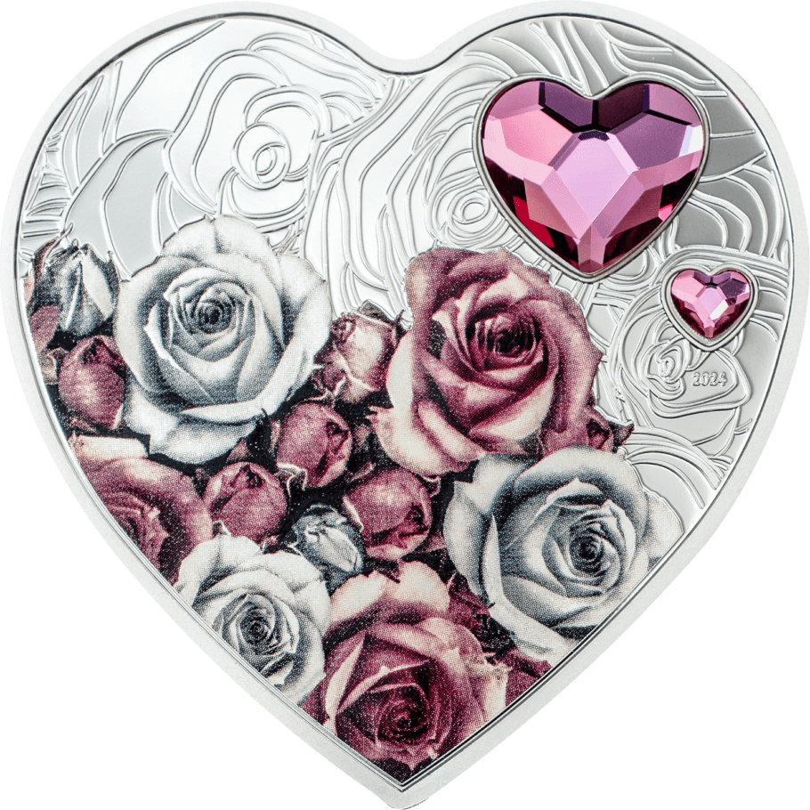 ROSES Brilliant Love Silver Coin $5 Cook Islands 2024 - PARTHAVA COIN