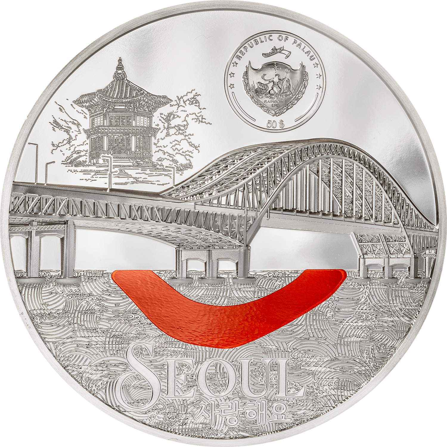 SEOUL Tiffany Art Metropolis 1 Kg Kilo Silver Coin $50 Palau 2024 - PARTHAVA COIN