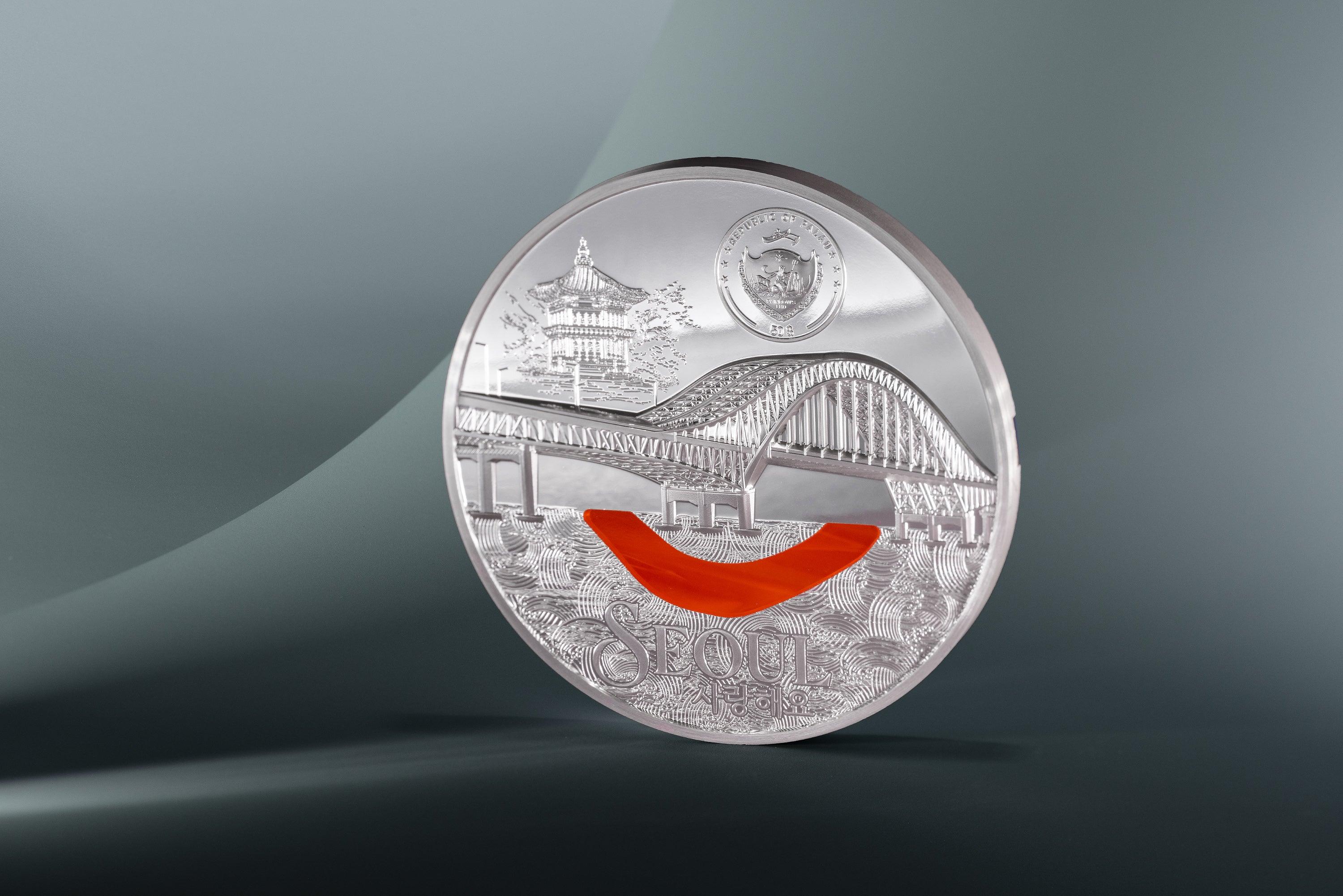 SEOUL Tiffany Art Metropolis 1 Kg Kilo Silver Coin $50 Palau 2024 - PARTHAVA COIN