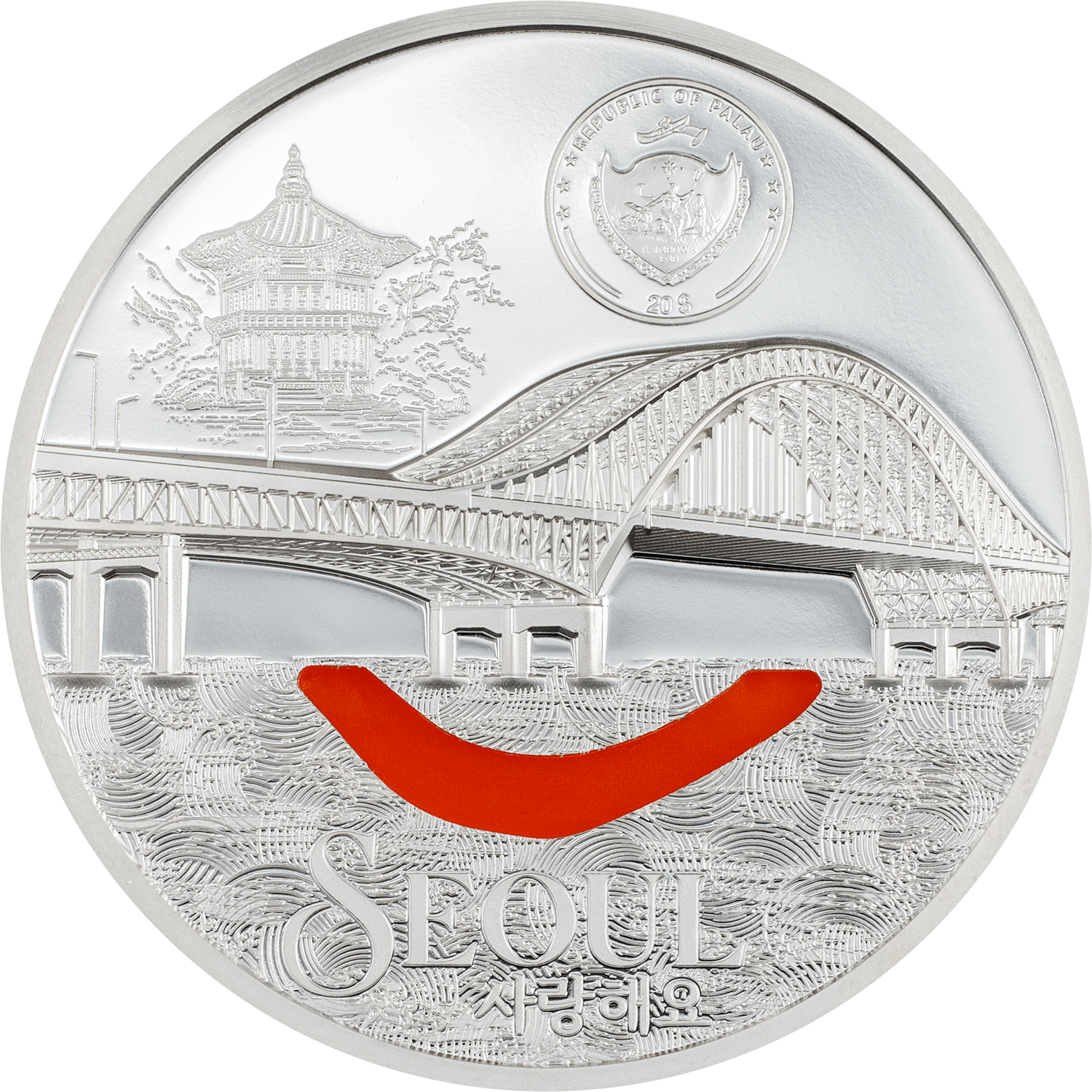 SEOUL Tiffany Art Metropolis 3 Oz Silver Coin $20 Palau 2024 - PARTHAVA COIN