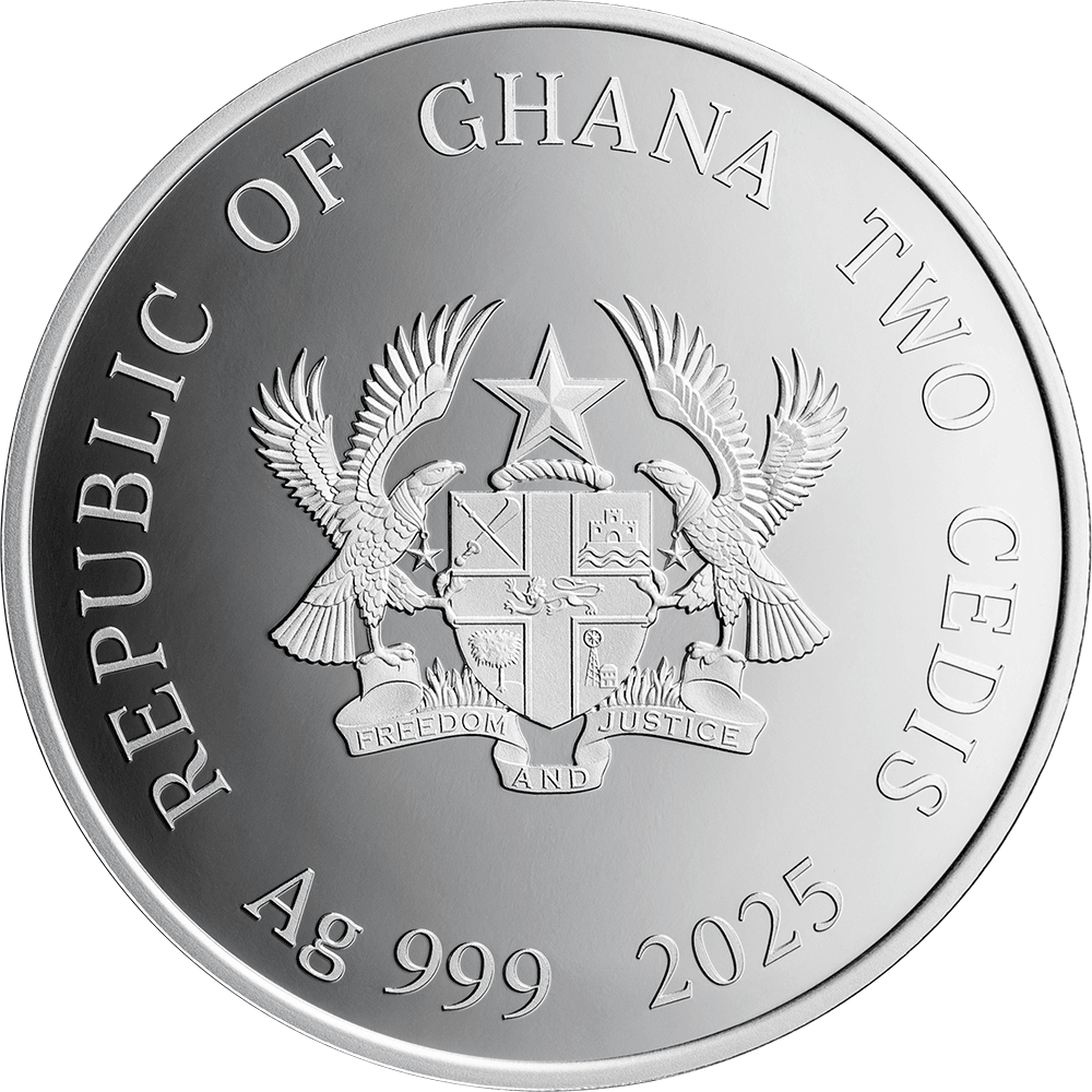 SNAKE Lunar Year 1/2 Oz Silver Coin 2 Cedis Ghana 2025 - PARTHAVA COIN