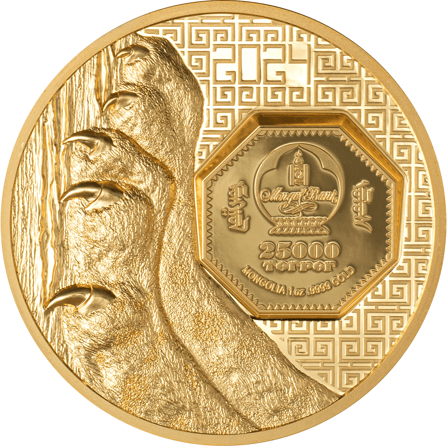 SNOW LEOPARD Wild Mongolia 1 Oz Gold Coin 25000 Togrog Mongolia 2024 - PARTHAVA COIN