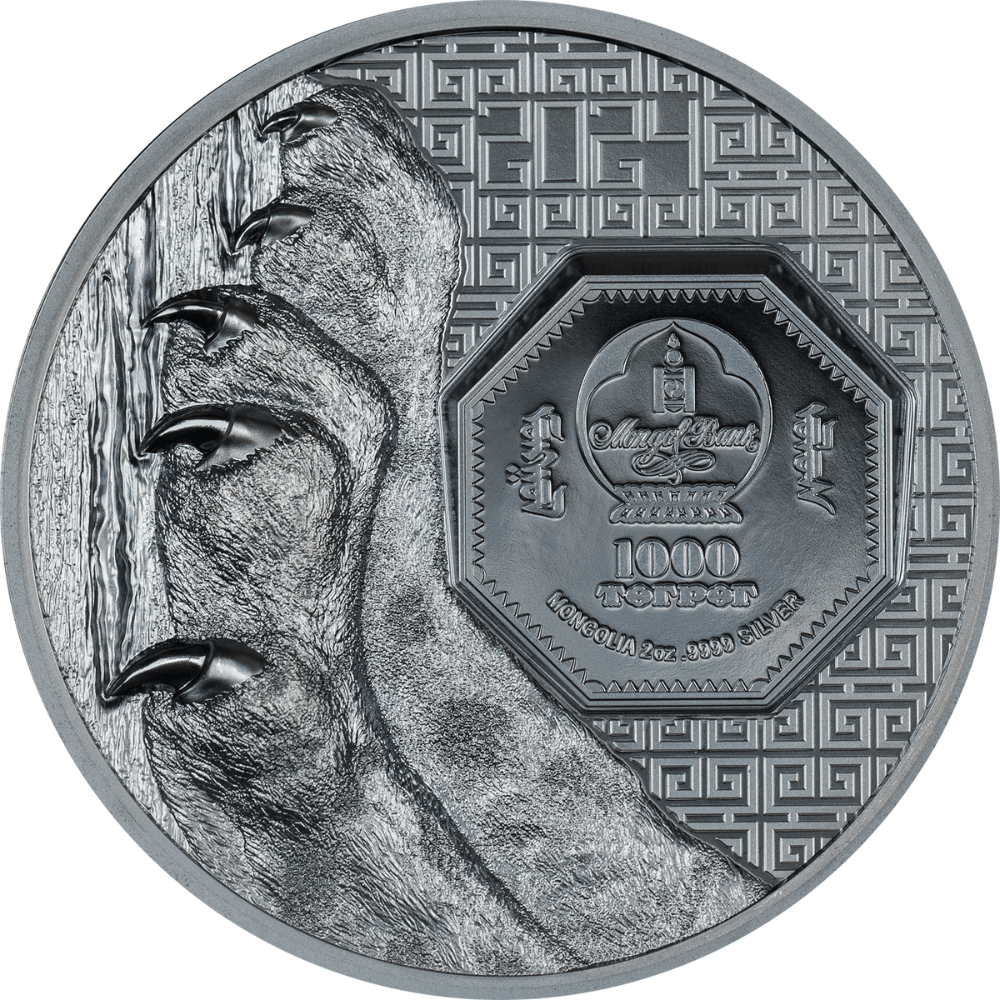 SNOW LEOPARD Wild Mongolia 2 Oz Silver Coin 1000 Togrog Mongolia 2024 - PARTHAVA COIN