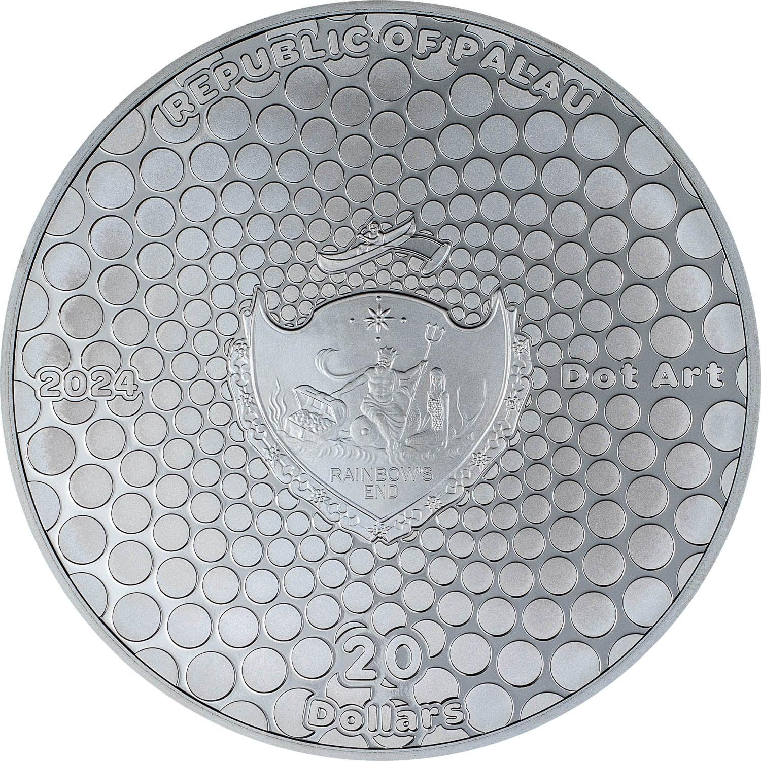 TAJ MAHAL Dot Art 3 Oz Silver Coin $20 Palau 2024 - PARTHAVA COIN