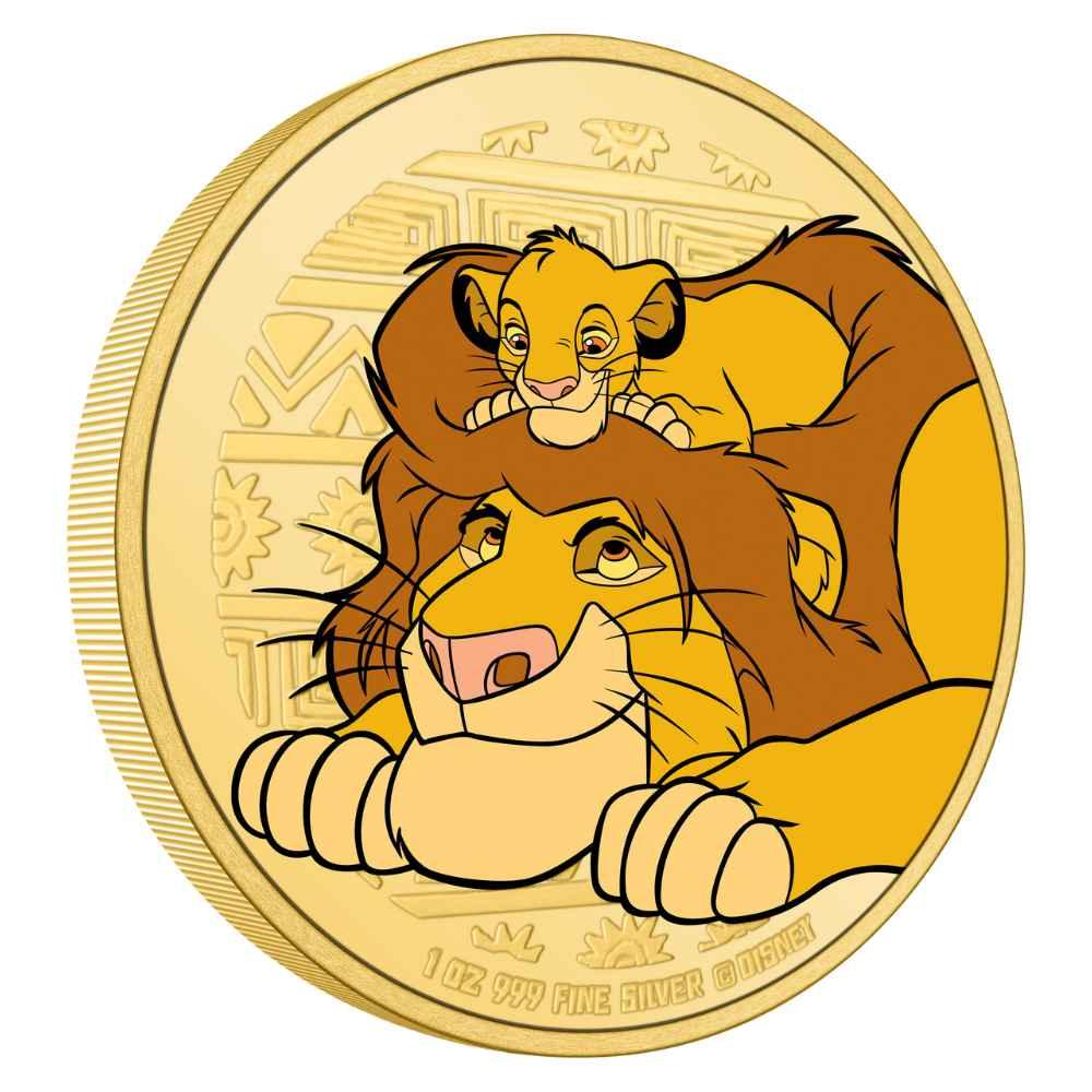 THE LION KING Disney 30th Anniversary Mufasa & Simba 1 Oz Silver Gilded Coin $2 Niue 2024 - PARTHAVA COIN