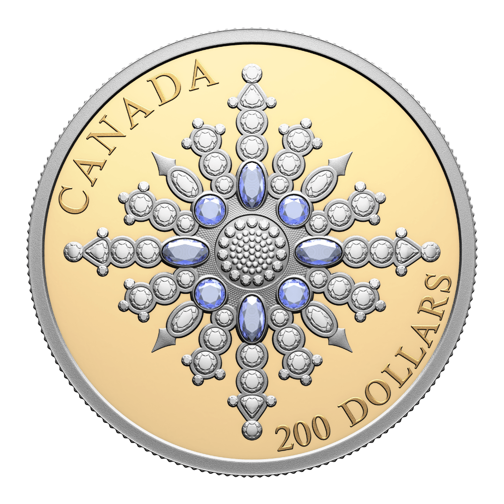 THE SAPPHIRE JUBILEE SNOWFLAKE BROOCH 2 Oz Gold Coin $250 Canada 2024 - PARTHAVA COIN