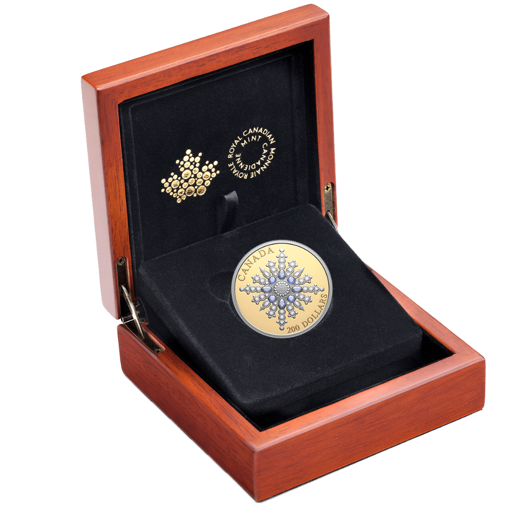 THE SAPPHIRE JUBILEE SNOWFLAKE BROOCH 2 Oz Gold Coin $250 Canada 2024 - PARTHAVA COIN