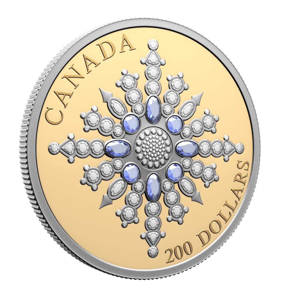 THE SAPPHIRE JUBILEE SNOWFLAKE BROOCH 2 Oz Gold Coin $250 Canada 2024 - PARTHAVA COIN