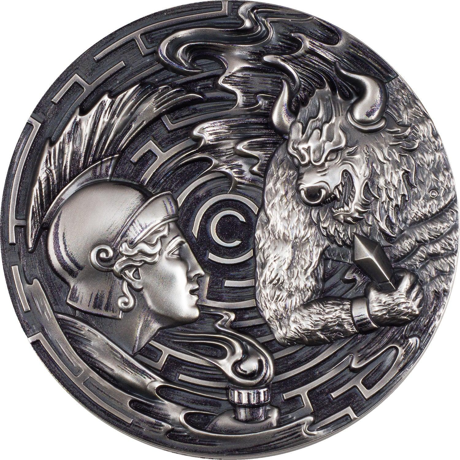 THESEUS AND THE MINOTAUR Evil Within 3 Oz Silver Coin $20 Palau 2021 - PARTHAVA COIN