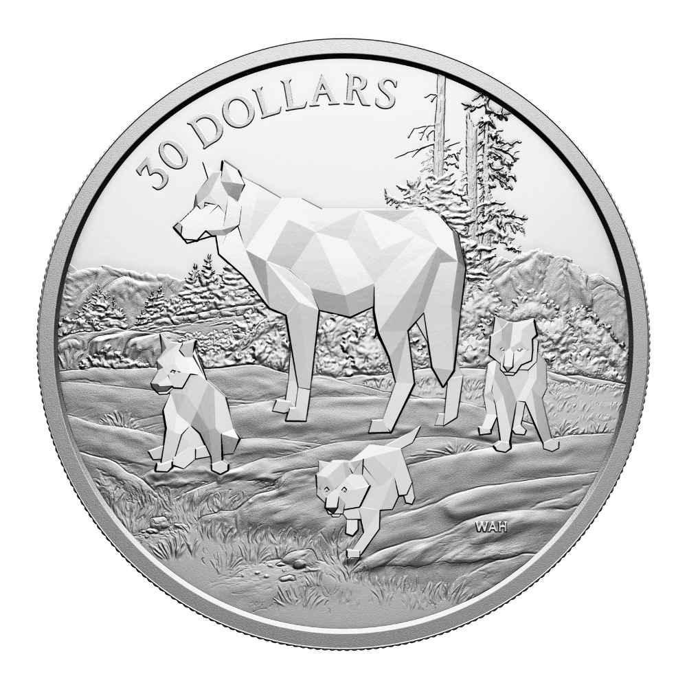 TIMBER WOLVES Multifaceted Animals 2 Oz Silver Coin $30 Canada 2024 - PARTHAVA COIN