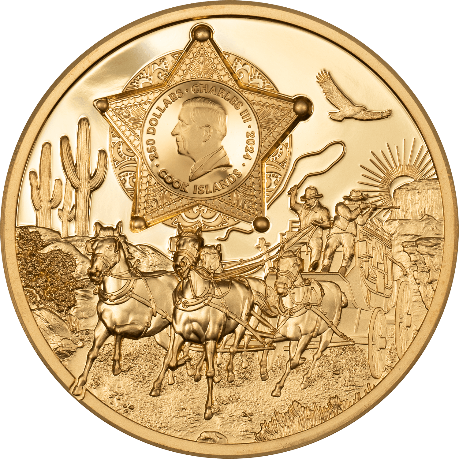 WILD WEST Legends 1 Oz Gold Coin $250 Cook Islands 2024 - PARTHAVA COIN