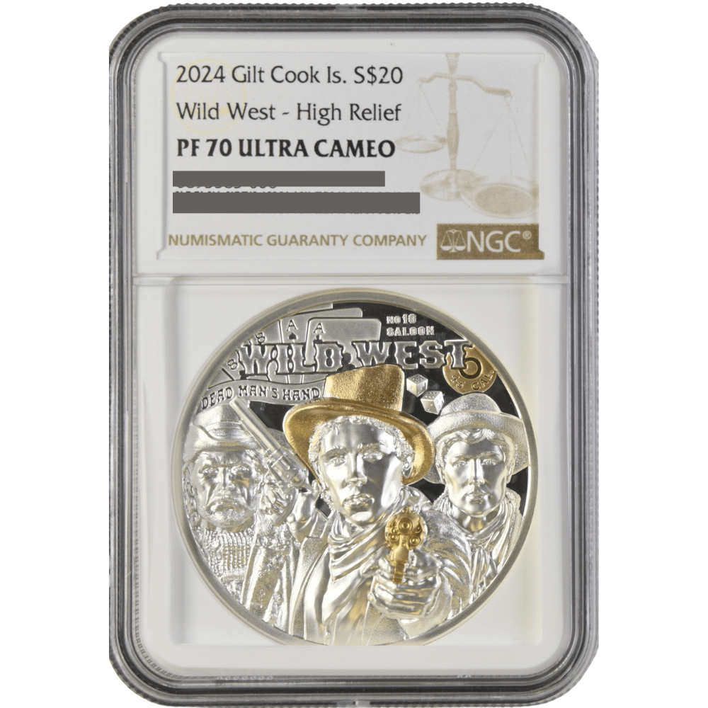 WILD WEST Legends 3 Oz Silver Coin $20 Cook Islands 2024- NGC Graded PF 70 Ultra Cameo - PARTHAVA COIN