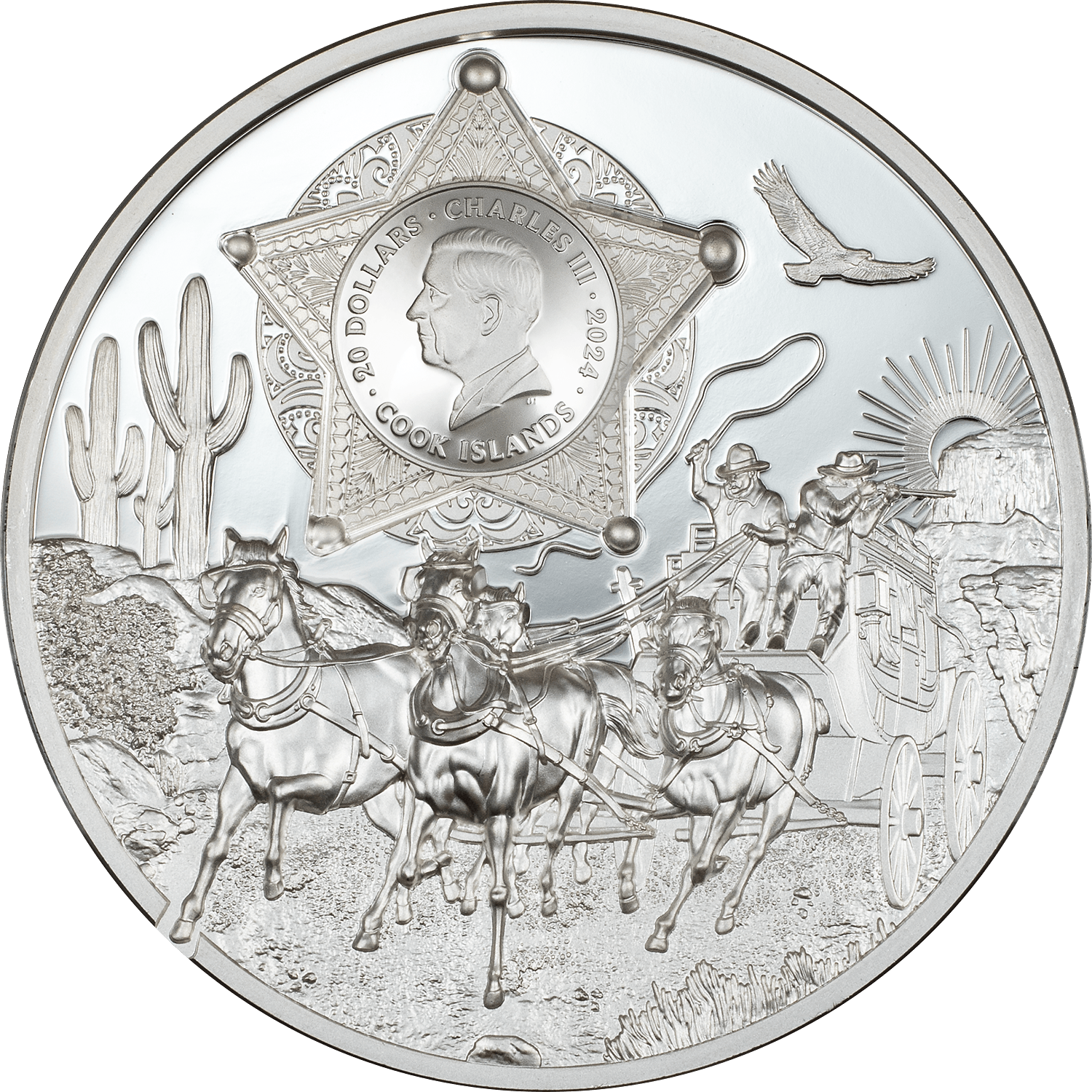 WILD WEST Legends 3 Oz Silver Coin $20 Cook Islands 2024 - PARTHAVA COIN