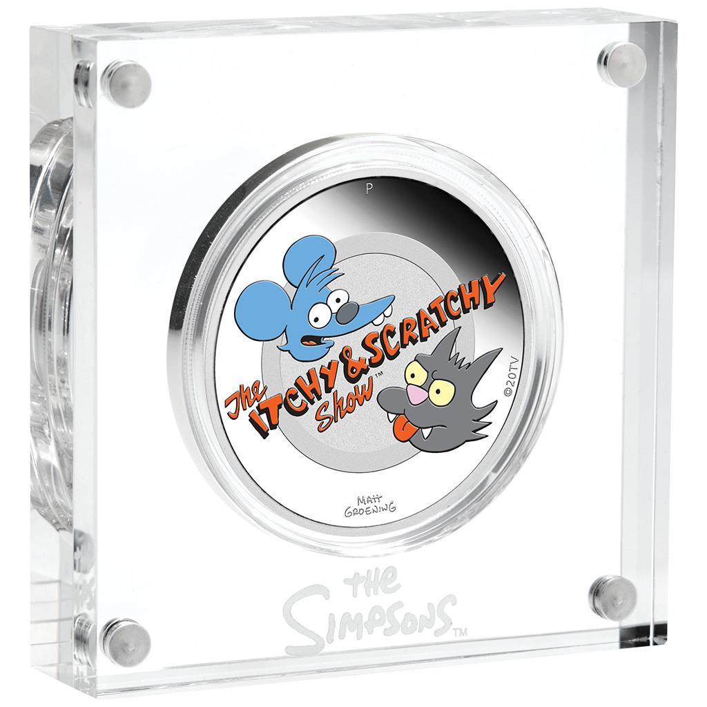 ITCHY and SCRATCHY™ Simpsons™ 1 Oz Silver Coin $1 Tuvalu 2021 - PARTHAVA COIN