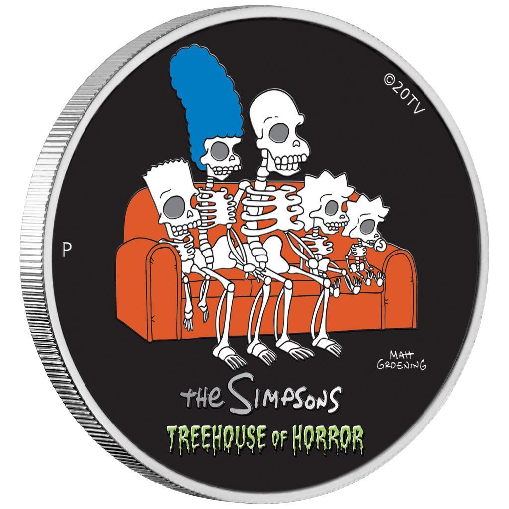 TREEHOUSE OF HORROR Simpsons 1 Oz Silver Coin $1 Tuvalu 2022 - PARTHAVA COIN